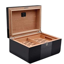 ZLMMY Fibra di Carbonio Design Artigianale Moderna Cedar Humidor con Front Digitale igrometro e umidificatore Gel