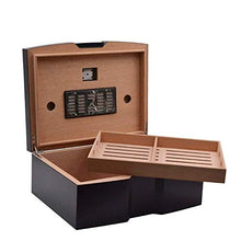 L-YINGZON Portasigarette A Forma di U Arco di Pura visualizzazione Nero Opaco Retro Design Cedar Cigar Box igrometro