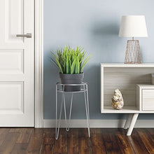 mDesign Midcentury Set da 2 Portavasi da terra in metallo – Portapiante da interno con design rotondo moderno e gambe a forcina – Versatili fioriere da interno e esterno – argento