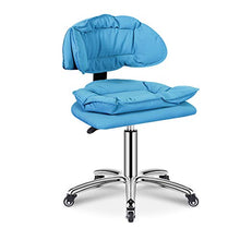 XEWNEGTZI Sedia Sgabello Girevole Semplice, con Cuscino in Cotone E Rotelle Portatili, Sgabello da Lavoro Regolabile in Altezza, per Sgabello Alto Salon Hair Beauty Manicure(Color:Blu)