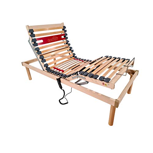 Goldflex Rete Modello Rosa, a DOGHE Elettrica Ortopedica, Singola 80x190 con 2 Motori indipendenti con REGOLATORI di rigidità. 4 Zone reclinabili + 1 Fissa (Centrale), Altezza Finita 35 cm