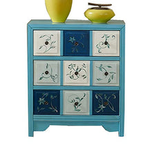 ZzheHou Cassettiera Painted Tre Cassetti Antico Dipinto A Mano Vecchi Armadi Veranda Soggiorno Governo di Immagazzinaggio Robusto Durevole Semplice E Grazioso (Color : Blue, Size : 69x37x80cm)