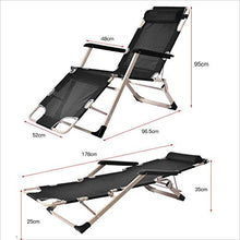 Generic Brands Sedia Pieghevole/Letto Pieghevole Sedia di Design in Alluminio Portatile Casual Moderna Nera