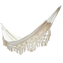 Amaca da Campeggio Giardino Swing brasiliano Hammock Boho frange esterna la base della culla coperta Hanging Chair Lounger bianco della tela di canapa della nappa carrello Amaca for Patio, Camera da l