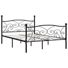 Tidyard Giroletto con Doghe Nero in Metallo 160x200 cm,Telaio Struttura per Letto Testiera