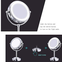 Specchio per Il Trucco, Specchi per Il Bagno Specchio per Il Trucco Specchio da 6 Pollici con LED e ingrandimento 5X, ingrandimento (Colore: Argento, Dimensioni: 6 Pollici)
