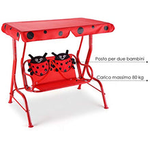 DREAMADE Altalena Dondolo da Giardino per Bambini con 2 Posti e Tetto Regolabile 117 x 78 x 116 cm (Rosso)