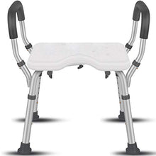 YHRJ Sgabello da Bagno per Anziani,Sedia da Doccia Regolabile per Donne Incinte,Panche da Bagno Antiscivolo con braccioli,può sopportare 100 kg (Color : Bianca, Size : 50 * 42 * 39-51.5CM)