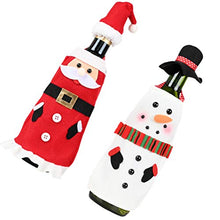 Holibanna 2 Set Copertura per Bottiglia di Vino Natalizio Tappo per Bottiglia di Vino Santa Pupazzo di Neve Grembiule Festa Cena Cena Decorazione della tavola