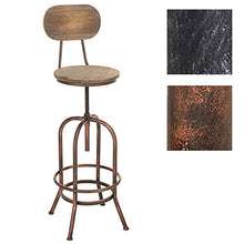 CLP Sgabello Design Industriale Pino In Legno E Metallo I Sgabello Bar Bancone Regolabile 68-88 CM Con Schienale, Colore:bronzo