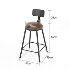 WGEMXC Sedia, Sedia da Ufficio a Casa, Sgabello Sgabello da Bar con Schienale Sgabello Sedie da Bar in Ferro in Legno Massello Sedia da Bar Retrò Americana Seiolone Sedia da Caffè Sedie per il Tempo