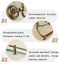 GDFEH Scaffale in vetro temperato Scaffale da bagno antico Bagno antico Scaffale di vetro, porta doccia a strati singolo in rame, staffa cosmetica 20,8 × 4,7 pollici