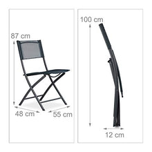 Relaxdays 10020943 Sedia Pieghevole da Balcone Metallo Plastica Seduta da Giardino HxLxP: 87 x 55 x 48,5 cm, Grigio Antracite