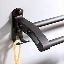 HYYDP Mensole Bagno Semplice Supporto da 59 cm in Alluminio Spray Nero Opaco a Doppio palo for portasciugamani con Gancio