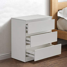 TUKAILAI, cassettiera per Camera da Letto, Comodino con cassetti in Legno, Comodino per Camera da Letto, Soggiorno, Bianco, 3 Dreawers