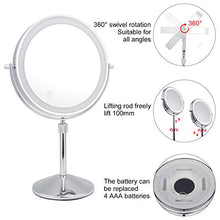 SWAWIS Specchio Ingranditore 7X, Specchio Trucco con Luci LED, Specchio da Tavolo Rotazione a 360°, Regolabile in Altezza, per Bagno e Viaggio