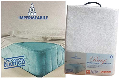 Linea Ambro Coprimaterasso con Elastico, Sanitario, Impermeabile, Cerato, Parigi (1 Piazza e Mezza)