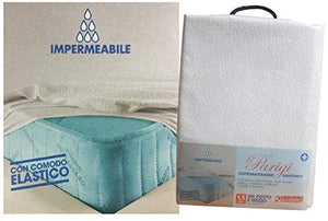 Linea Ambro Coprimaterasso con Elastico, Sanitario, Impermeabile, Cerato, Parigi (1 Piazza e Mezza)