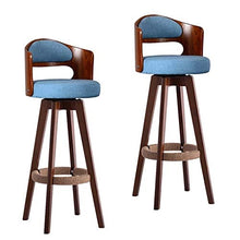 2 Pz Chair Bar Stool di legno solido Bar Stool Moderna Semplicità cotone e lino tessuto di spugna Cushion Cucina Chair Casa Sgabello Alto cuscinetto Peso 200 kg |Sedile Hight 68/78 centimetri