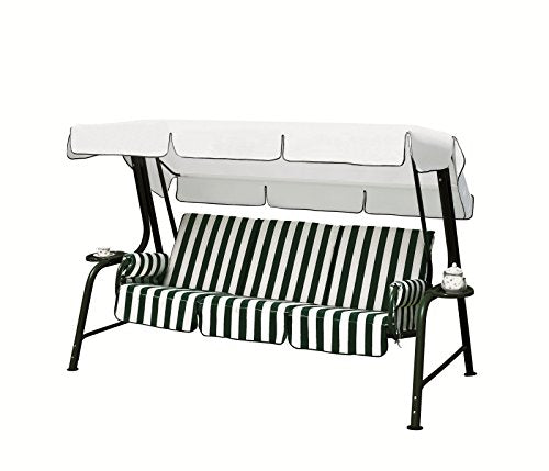 ARREDinITALY - Dondolo 4 posti con Struttura in Metallo e Cuscini Fantasia 350 - Struttura Verde Bosco - 100% Made in Italy