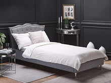 Beliani Letto con Contenitore in Tessuto Grigio Stile Chesterfield 90 x 200 cm Metz