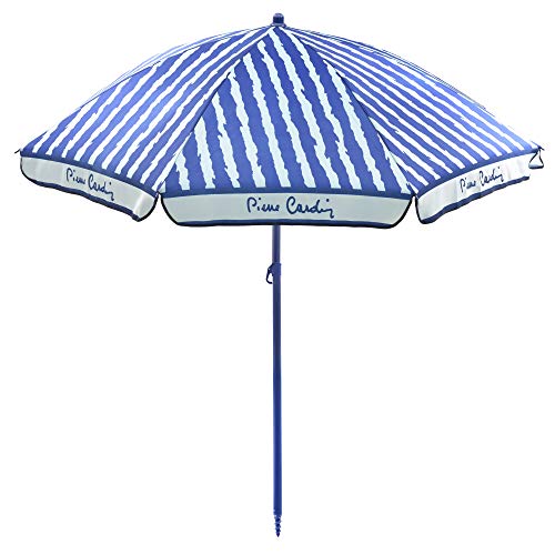 Pierre Cardin, Celeste, Linea Haiti, Ombrellone Spiaggia Portofino, Raggi in Paragon, palo Acciaio, Cotone, 200 cm