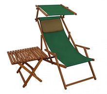 Sedia a Sdraio Verde con braccioli Cuscino Scuro Parasole tavolino in Faggio 10-304STKD