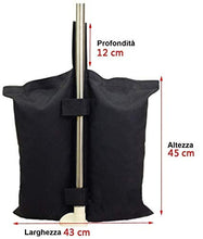 4 pezzi sacchi sacco riempibile antivento base basamento supporto sostegno universale riempibile in textilene nero antistrappo con zip e 2 fasce a strappo per tutti i gazebo su palo gambe