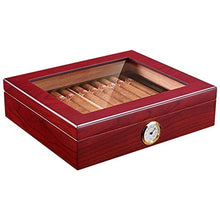 SCDHZP Handmade Cigar Humidor, Cedar Cigar Desktop Box con umidificatore e igrometro, Piano in Vetro for 35 sigari (Color : A)