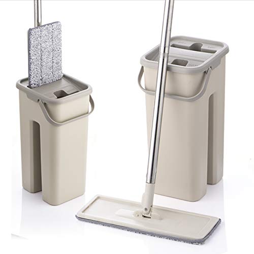 SSAYY Spray Mop Mop Piatto E Secchio Spremitura A Mano Wringing Pulizia del Pavimento Cuscinetti per Mop in Microfibra Utilizzo Umido O Asciutto su Piastrelle in Legno Laminato