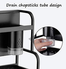 LYM &ripiano di stoccaggio Scaffale da Cucina Scaffale di stoccaggio condimento Multifunzione in Acciaio Inossidabile Scaffale di stoccaggio Cucina - Nero 3 Strati Scaffale di Finitura