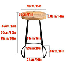 yunyu Sedia Ufficio,Sgabello da Bar Alto in Legno massello Nero, (Seduta 75 cm, 30 Pollici), Cuscino in Legno massello con Struttura in Ferro per ristoranti, Bar, caffè, banco Reception