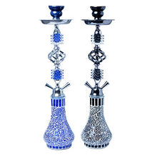 XJJY 22"Narghilè Set Doppio Tubo Narghilè, Vetro Narghilè Set Arabo Doppio Narghilè, Adatto per Famiglie, Hotel stranieri, Bar, Club, Hotel,Blu
