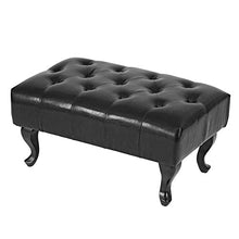 Mendler Poggiapiedi Stile Vittoriano Chesterfield Ecopelle 47x77x39cm Nero