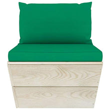 SKM Set Divani da Giardino su Pallet 5 pz con Cuscini Legno Abete (82.2kg) Verde-3473
