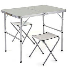 Sunkorto - Tavolo da picnic pieghevole per 2 persone, con 2 sgabelli, 0,9 m, in lega di alluminio, altezza regolabile, portatile, per attività all'aperto, campeggio, pranzo, barbecue, feste