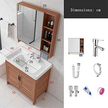 Pavimento in Alluminio Space Bagno Armadio per Mobile Mobile Mobile Banche da Bagno Vanity Set di vanità da Bagno Singolo lavabo (Color : Brown, Size : 48x81x80cm)