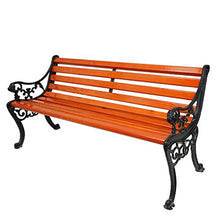 Panchina da giardino 3 posti panchina da terrazza all'aperto,Sedia porticato struttura in acciaio ghisa con braccioli e schienale,Seduta doghe legno massello anticorrosivo,Capacità di carico 880 lbs