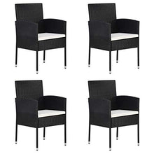 Tidyard 4 pz Sedie da Giardino in Polyrattan Nero con Cuscini 52x56x88 cm,Sedie da Esterno,Sedie in Rattan,Poltrocine da Giardino,Poltrocine da Esterno,Poltrocine Rattan,Sedie da Pranzo da Giardino