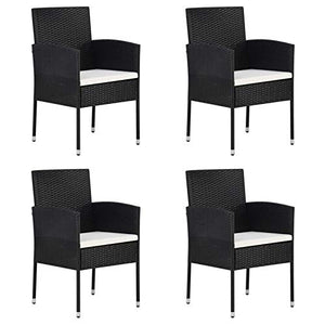 Tidyard 4 pz Sedie da Giardino in Polyrattan Nero con Cuscini 52x56x88 cm,Sedie da Esterno,Sedie in Rattan,Poltrocine da Giardino,Poltrocine da Esterno,Poltrocine Rattan,Sedie da Pranzo da Giardino