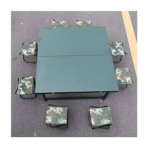 Set Tavolo e Sedia da Esterno Set da Tavolo e Sedia da Campeggio all'aperto, Tavolo Portatile Portatile in Acciaio, Tavolo da Ufficio e Sedia Multifunzione da Ufficio all'aperto