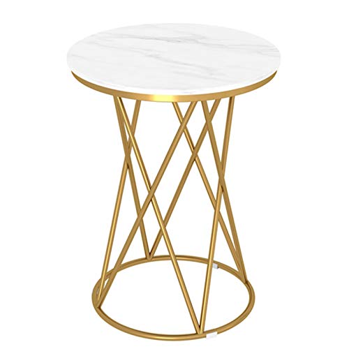 HWF Tavolino Salotto Soggiorno Giardino Il Giro Tavolino Laterale per Piccoli spazi, Moderno Comodino per Soggiorno/Camera da Letto/Ufficio ， Oro (Color : White 1)