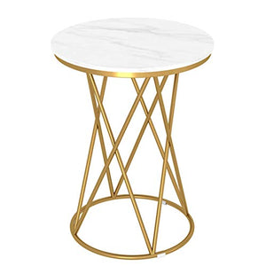 HWF Tavolino Salotto Soggiorno Giardino Il Giro Tavolino Laterale per Piccoli spazi, Moderno Comodino per Soggiorno/Camera da Letto/Ufficio ， Oro (Color : White 1)