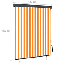 Irfora Tenda a Rullo per Esterni Bianco e Arancione,Tenda da Sole Avvolgibile,Tenda da Sole per Esterno 140x250 cm