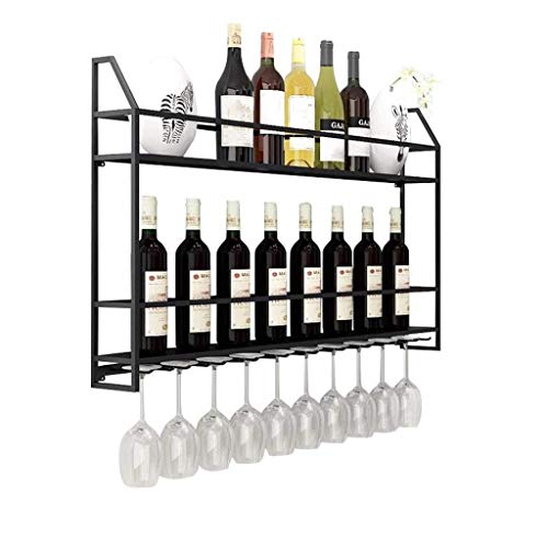 LY-Mobili cantinetta Supporto for bicchiere da vino, doppio portabottiglie Supporto da parete in metallo Cubo metallico autoportante Portabottiglie Portabottiglie Design da parete ( Colore : Nero )