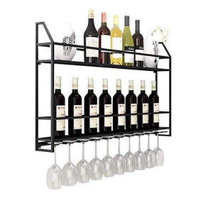 LY-Mobili cantinetta Supporto for bicchiere da vino, doppio portabottiglie Supporto da parete in metallo Cubo metallico autoportante Portabottiglie Portabottiglie Design da parete ( Colore : Nero )