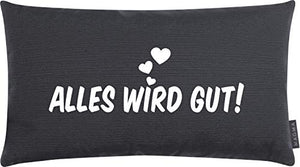 SITTING POINT only by MAGMA Cuscino decorativo "Alles wird GUT" ca. 25 x 45 cm. Made in Germany, certificato Ökotex (antracite)