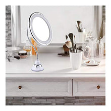 Fyftwh Specchio per Il Trucco Ingrandimento 10x di Trucco dello Specchio Pieghevole Regolabile ingrandimento Specchio da Toilette Solide Ventose con Luce Naturale LED