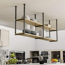 Americana Ferro Battuto di Legno Solido soffitto Scaffale, 2 Strati di ripartizione Scaffale, Ristorante Bar Rack, Hanging Magazzinaggio, 6 Formati (Size : 120 * 30 * 60cm)