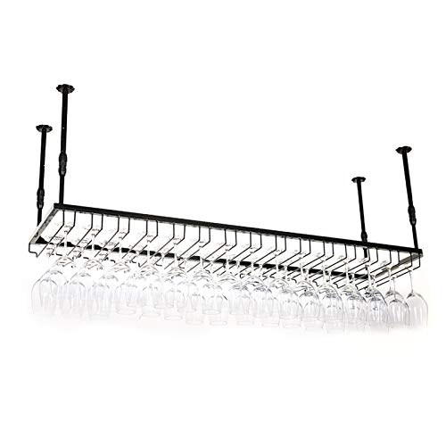 JHGJBJ Black-titolari Calici/Bottiglia di Vino, Appendiabiti Tazze Decorazioni for La Casa E La Cucina Bar, Altezza Regolabile: 30-60 Cm (90x35cm)
